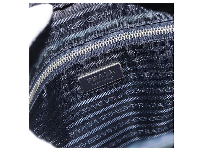 Borsa a Spalla PRADA Nylon Blu Navy Argento Auth ka4414A - vista 19