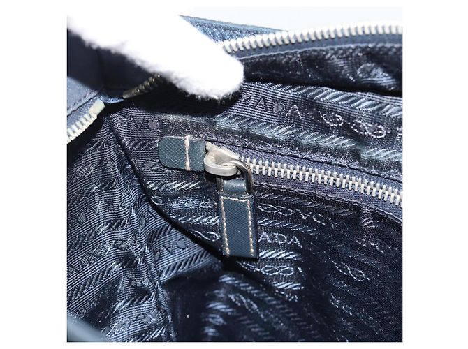 Borsa a Spalla PRADA Nylon Blu Navy Argento Auth ka4414A - vista 22