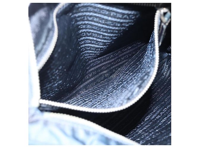 Borsa a Spalla PRADA Nylon Blu Navy Argento Auth ka4414A - vista 23