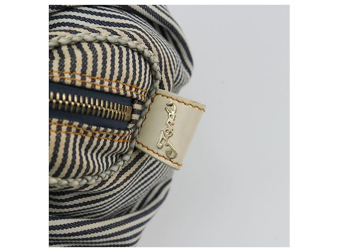 Borsa FENDI Spy in tela Navy Gold Auth bs35147A D'oro Blu navy - vista 10
