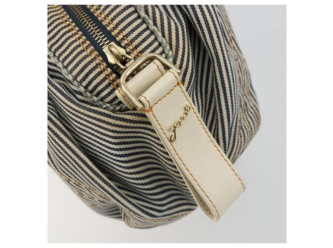 Borsa FENDI Spy in tela Navy Gold Auth bs35147A D'oro Blu navy - vista 17