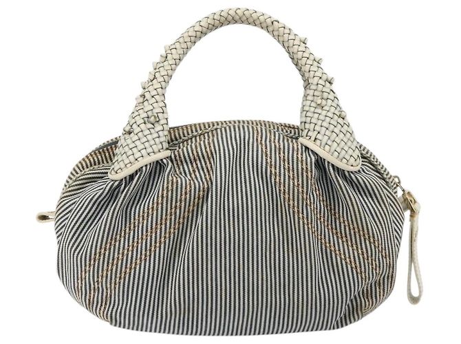 Borsa FENDI Spy in tela Navy Gold Auth bs35147A D'oro Blu navy - vista 2