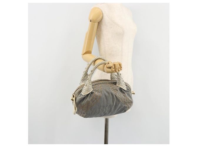 Borsa FENDI Spy in tela Navy Gold Auth bs35147A D'oro Blu navy - vista 22
