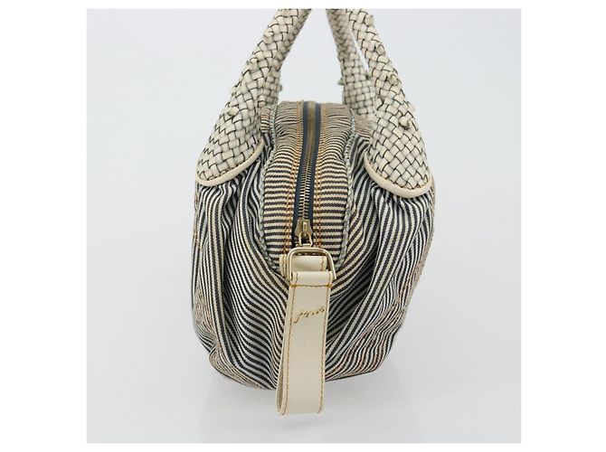 Borsa FENDI Spy in tela Navy Gold Auth bs35147A D'oro Blu navy - vista 4
