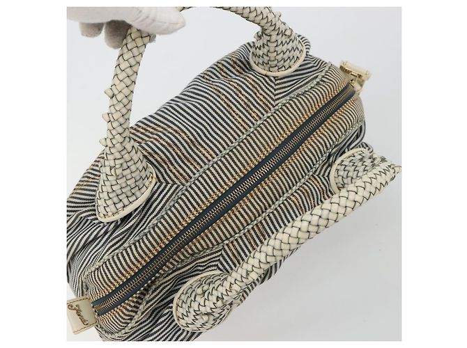 Borsa FENDI Spy in tela Navy Gold Auth bs35147A D'oro Blu navy - vista 6