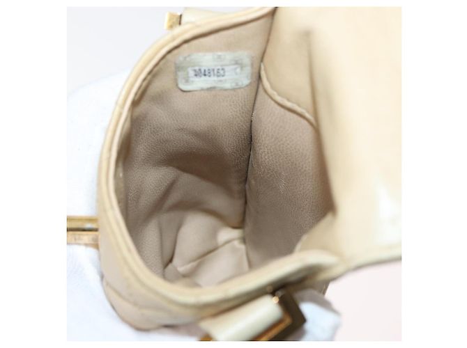 CHANEL Borsa a Spalla Matelassé con Catena in Pelle di Agnello Beige Oro CC Auth 179876A D'oro - vista 23