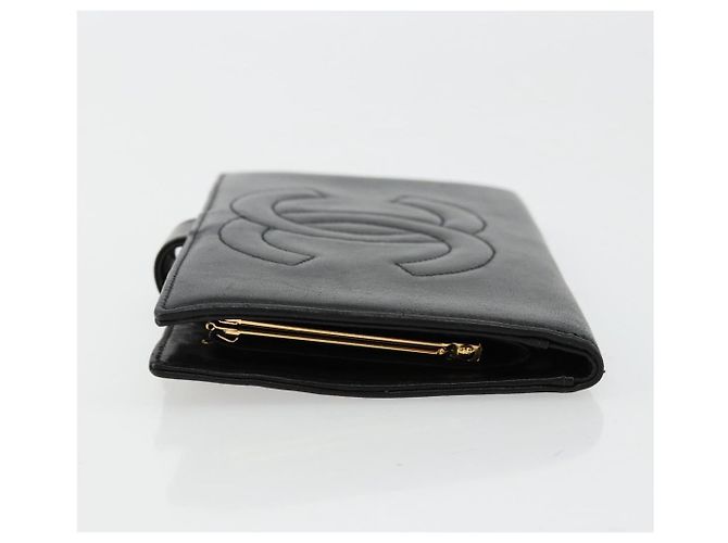 CHANEL Long Wallet Lammfell Schwarz CC Auth BA12654A - Ansicht 3