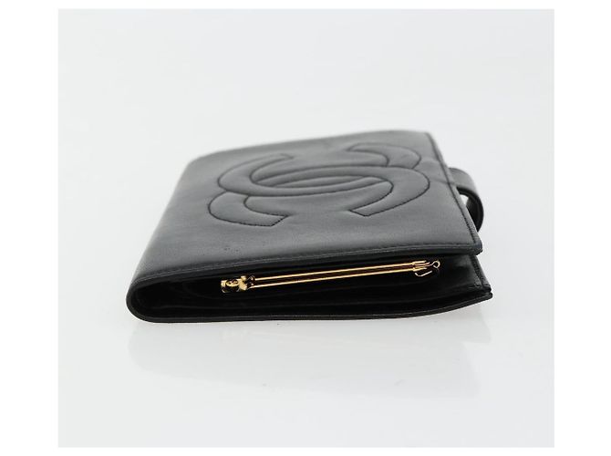 CHANEL Long Wallet Lammfell Schwarz CC Auth BA12654A - Ansicht 4