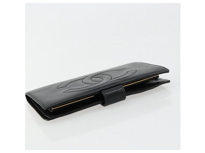 CHANEL Long Wallet Lammfell Schwarz CC Auth BA12654A - Ansicht 5