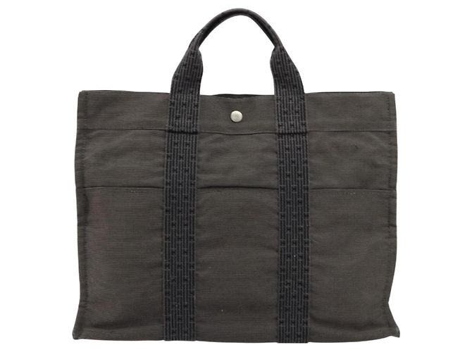 Hermès HERMES Her Line Tote Bag Canvas Grau Silber Auth BA12917 Braun - Ansicht 13