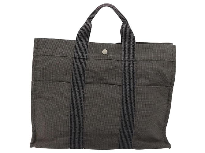 Hermès HERMES Her Line Tote Bag Canvas Grau Silber Auth BA12917 Braun - Ansicht 2