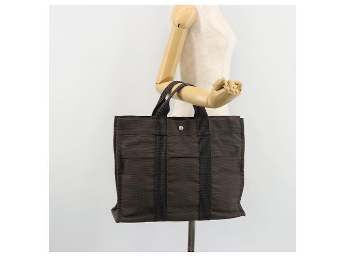 Hermès HERMES Her Line Tote Bag Canvas Grau Silber Auth BA12917 Braun - Ansicht 21