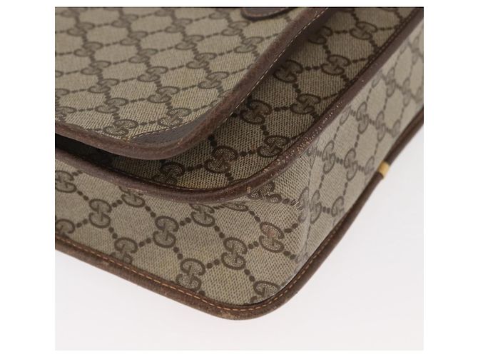Borsa GUCCI GG Supreme Web Sherry Line PVC Beige Oro 001 104 0551 Auth 178811 D'oro - vista 14