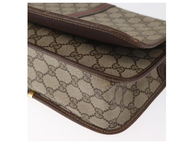 Borsa GUCCI GG Supreme Web Sherry Line PVC Beige Oro 001 104 0551 Auth 178811 D'oro - vista 15