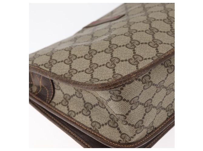 Borsa GUCCI GG Supreme Web Sherry Line PVC Beige Oro 001 104 0551 Auth 178811 D'oro - vista 16