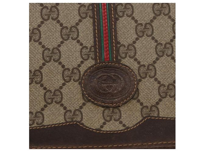 Borsa GUCCI GG Supreme Web Sherry Line PVC Beige Oro 001 104 0551 Auth 178811 D'oro - vista 17