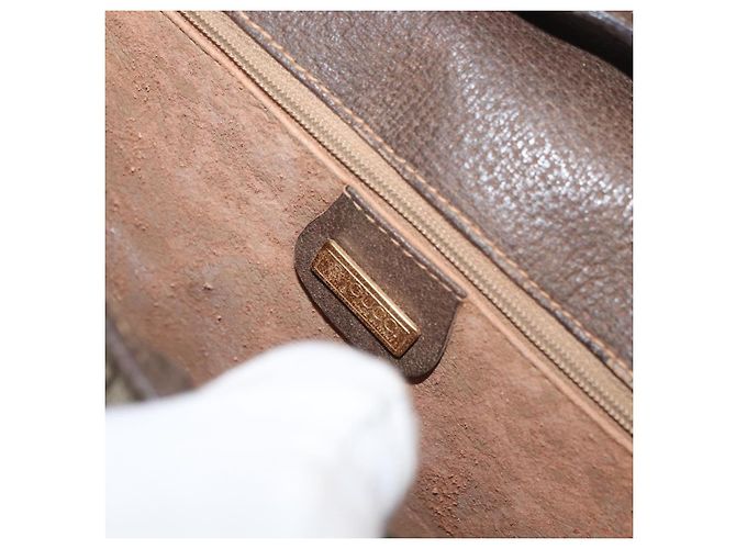 Borsa GUCCI GG Supreme Web Sherry Line PVC Beige Oro 001 104 0551 Auth 178811 D'oro - vista 18