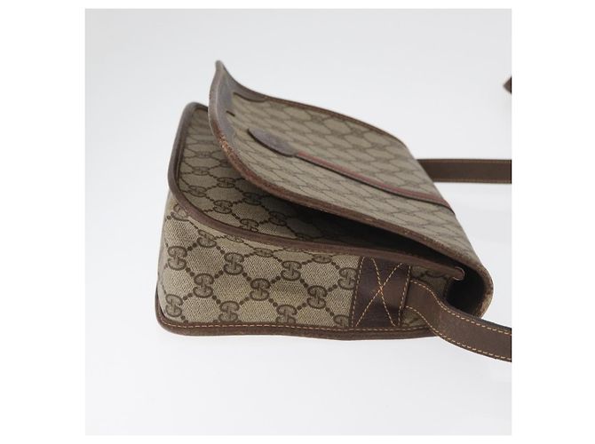 Borsa GUCCI GG Supreme Web Sherry Line PVC Beige Oro 001 104 0551 Auth 178811 D'oro - vista 3
