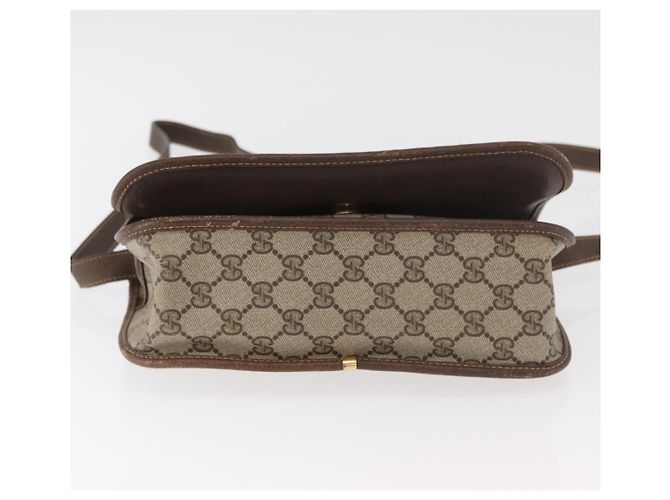 Borsa GUCCI GG Supreme Web Sherry Line PVC Beige Oro 001 104 0551 Auth 178811 D'oro - vista 5