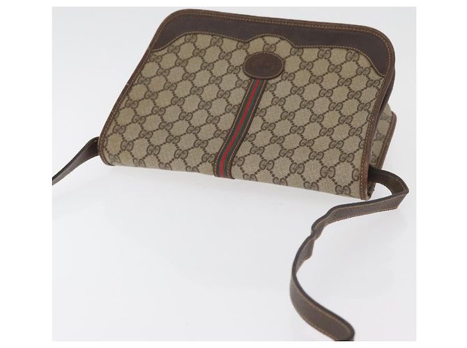 Borsa GUCCI GG Supreme Web Sherry Line PVC Beige Oro 001 104 0551 Auth 178811 D'oro - vista 6