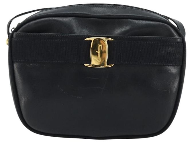 Borsa a tracolla Salvatore Ferragamo Vala in pelle blu navy e oro Auth BA12880 D'oro - vista 13