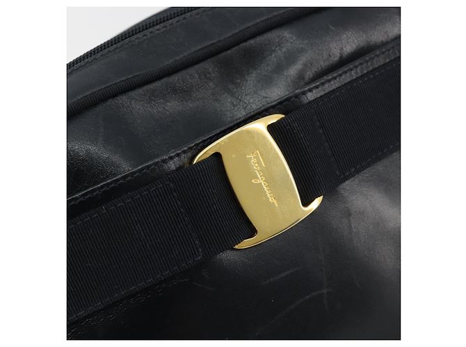 Borsa a tracolla Salvatore Ferragamo Vala in pelle blu navy e oro Auth BA12880 D'oro - vista 17