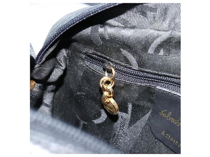 Borsa a tracolla Salvatore Ferragamo Vala in pelle blu navy e oro Auth BA12880 D'oro - vista 20