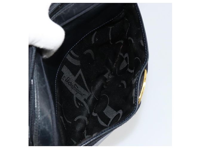 Borsa a tracolla Salvatore Ferragamo Vala in pelle blu navy e oro Auth BA12880 D'oro - vista 22
