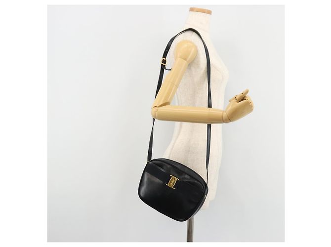 Borsa a tracolla Salvatore Ferragamo Vala in pelle blu navy e oro Auth BA12880 D'oro - vista 23