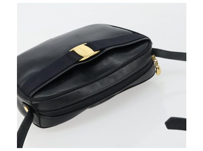 Borsa a tracolla Salvatore Ferragamo Vala in pelle blu navy e oro Auth BA12880 D'oro - vista 6