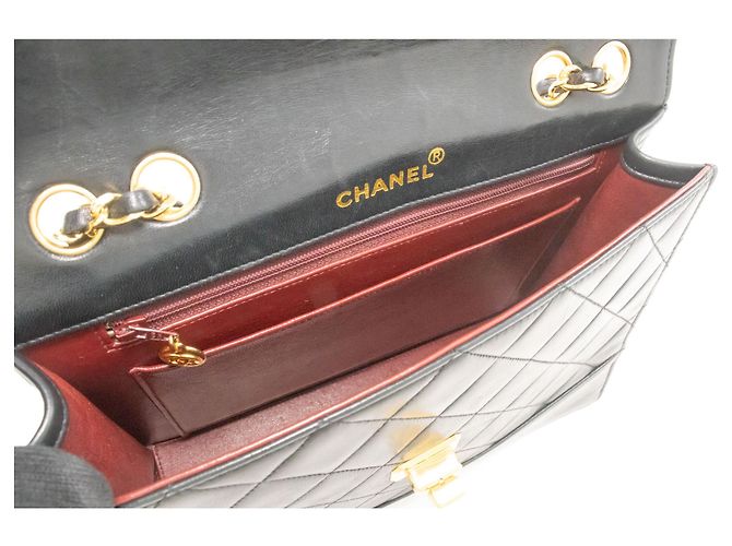 CHANEL Vintage Classic Chain Shoulder Bag Single Flap Quilted Lamb Nero - vista 10