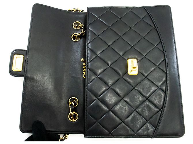 CHANEL Vintage Classic Chain Shoulder Bag Single Flap Quilted Lamb Nero - vista 11