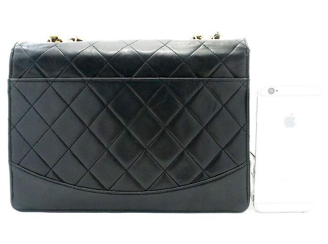 CHANEL Vintage Classic Chain Shoulder Bag Single Flap Quilted Lamb Nero - vista 3