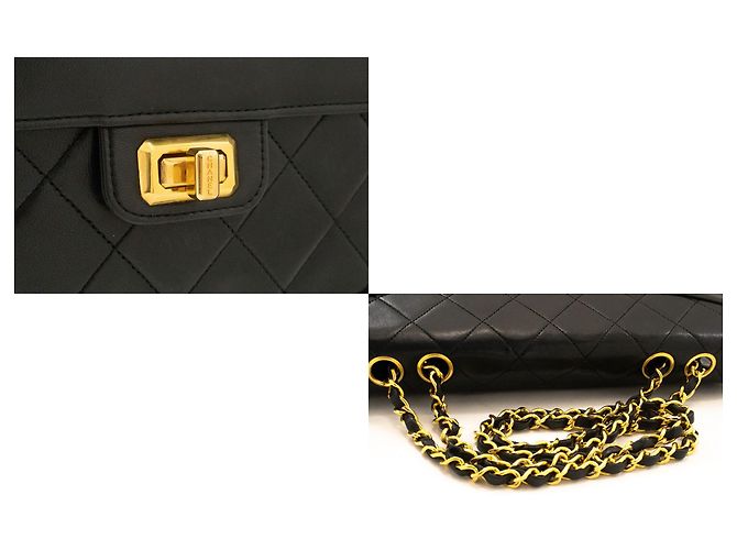 CHANEL Vintage Classic Chain Shoulder Bag Single Flap Quilted Lamb Nero - vista 7