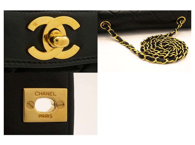 Sac à bandoulière CHANEL Diana Flap Chain en cuir d'agneau matelassé noir - vue 7