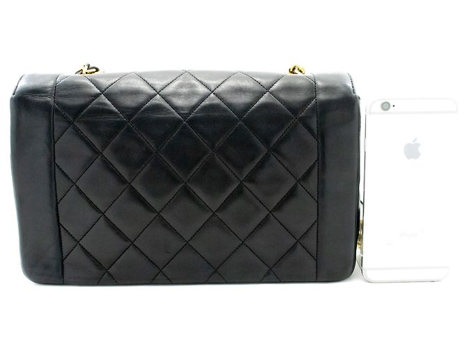 Borsa a tracolla CHANEL Diana Flap Chain in agnello trapuntato nero - vista 3