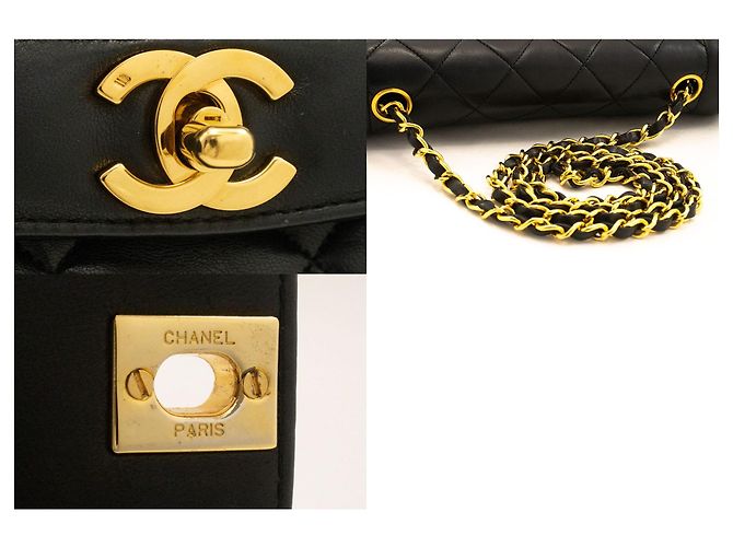 Borsa a tracolla CHANEL Diana Flap Chain in agnello trapuntato nero - vista 7