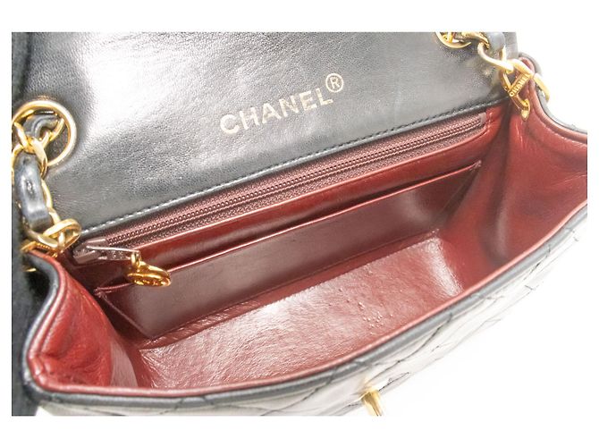 CHANEL Mini Square Small Chain Shoulder Bag Crossbody Black Lamb Nero - vista 10