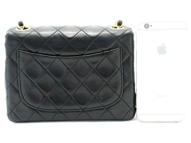 CHANEL Mini Square Small Chain Shoulder Bag Crossbody Black Lamb Nero - vista 3