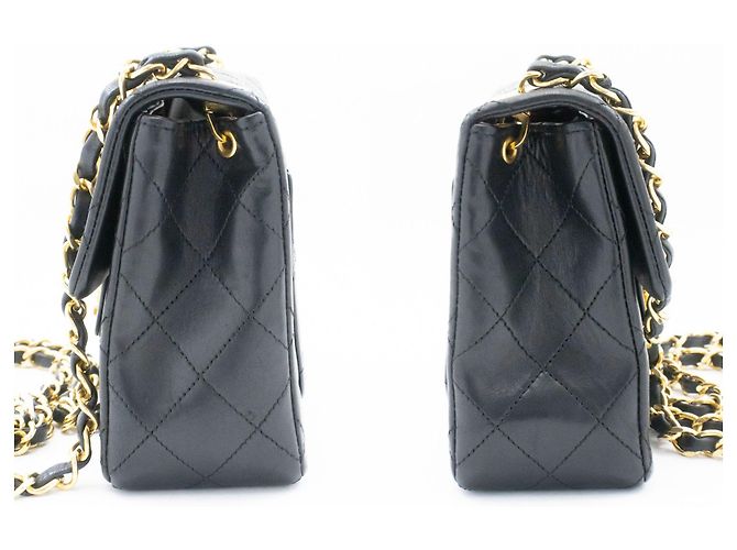 CHANEL Mini Square Small Chain Shoulder Bag Crossbody Black Lamb Nero - vista 5