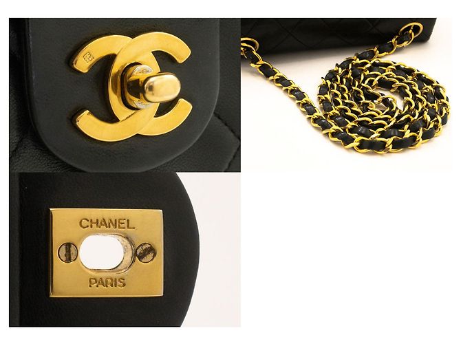 CHANEL Mini Square Small Chain Shoulder Bag Crossbody Black Lamb Nero - vista 7