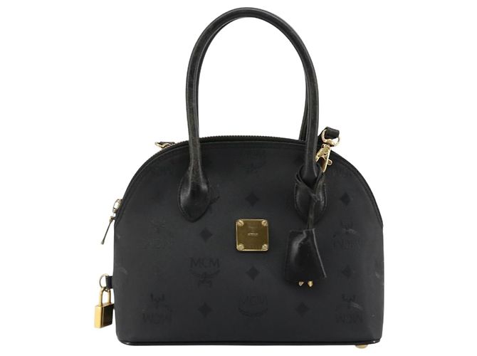 Borsa a Mano MCM Logogram Vicetos PVC 2way Nero Oro Auth 181172 D'oro - vista 13