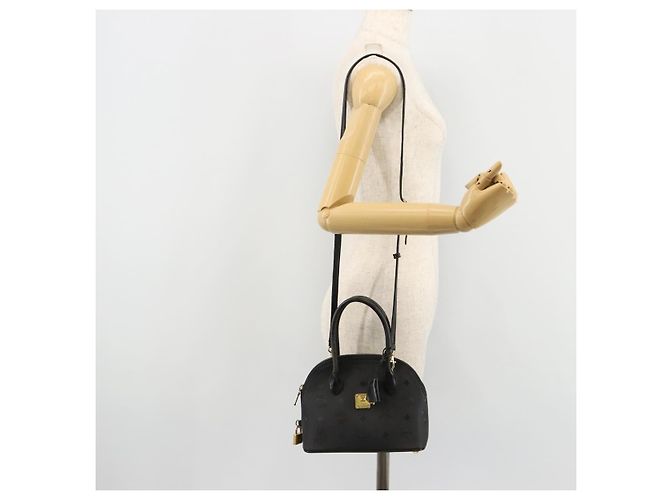 Borsa a Mano MCM Logogram Vicetos PVC 2way Nero Oro Auth 181172 D'oro - vista 25
