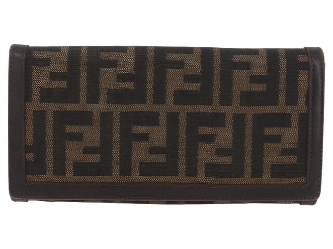 FENDI Zucca Canvas Long Wallet Schwarz Braun Auth 181538 - Ansicht 13