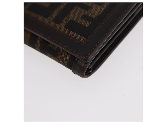 FENDI Zucca Canvas Long Wallet Schwarz Braun Auth 181538 - Ansicht 14