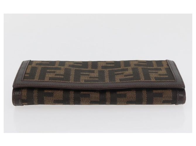 FENDI Zucca Canvas Long Wallet Schwarz Braun Auth 181538 - Ansicht 6
