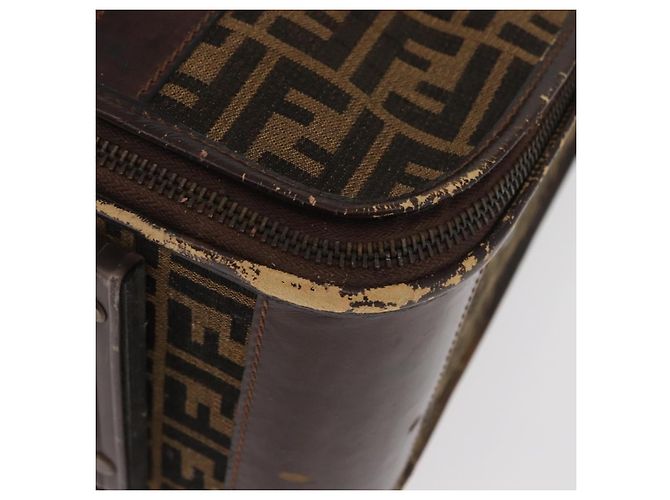 FENDI Zucca Canvas Trunk Black Brown Auth ti3936A Marrone Nero - vista 15