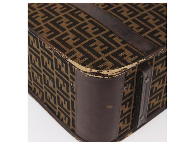 FENDI Zucca Canvas Trunk Black Brown Auth ti3936A Marrone Nero - vista 16