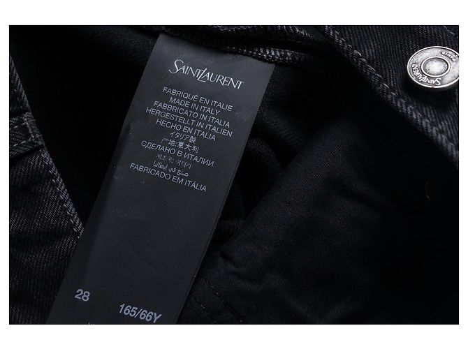 Saint Laurent, vaqueros baggy largos con cintura en V negros - vista 6
