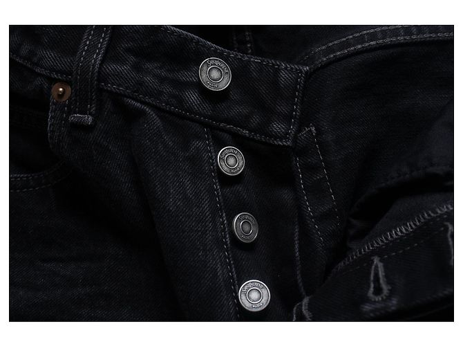 Saint Laurent, vaqueros baggy largos con cintura en V negros - vista 8